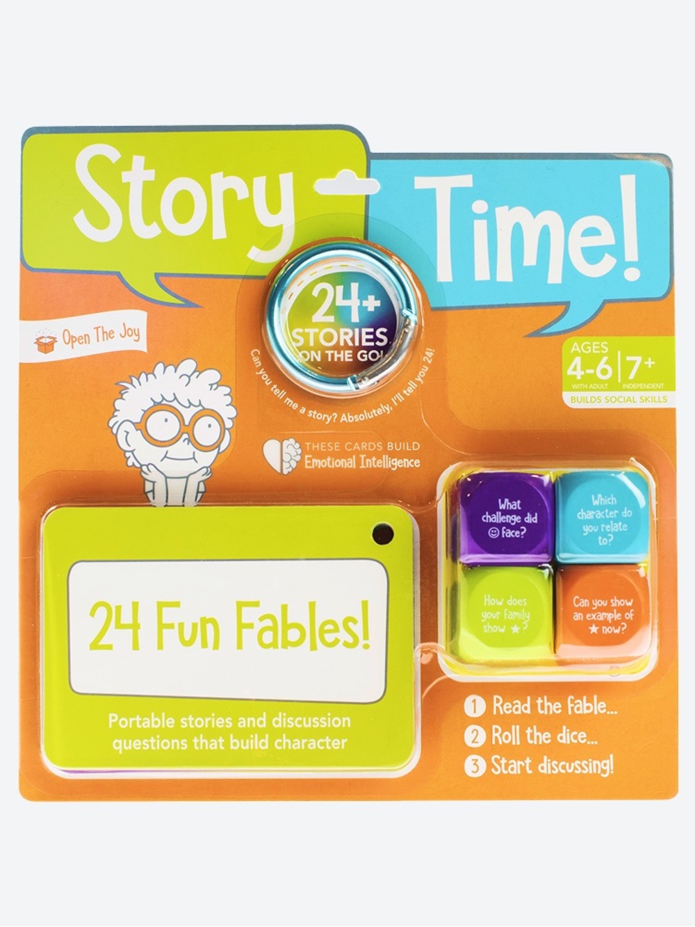 Story Time! 24 Fun Fables Portable Card Set - Bright Orange, Lime, Aqua